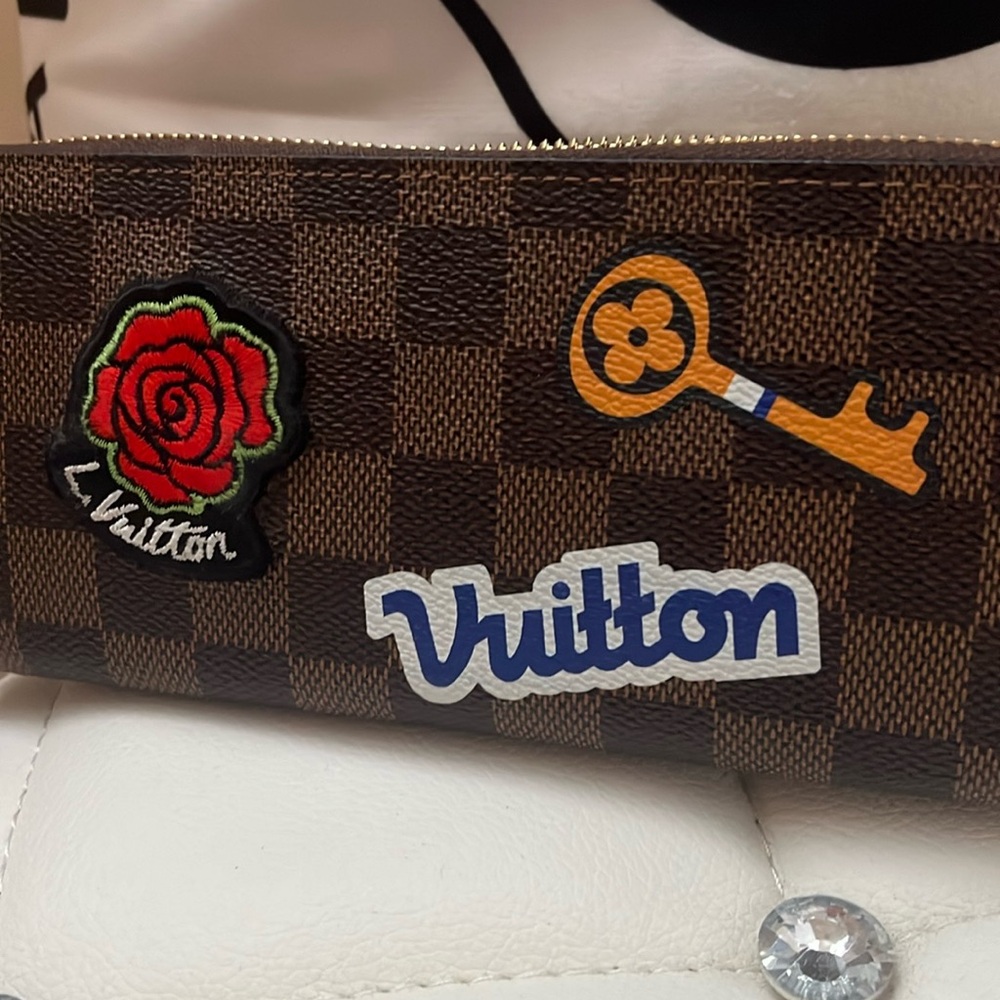 Louis Vuitton Damier Ebene Patches Clemence Wallet